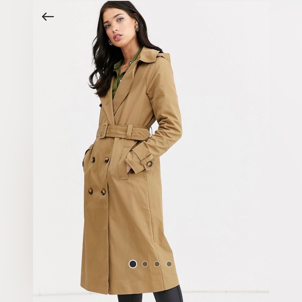 Fashion Union double breasted hooded trench oversized coat with check lining